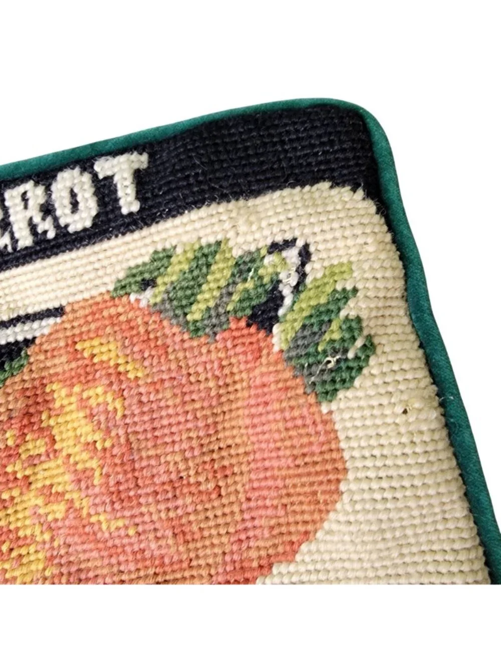 Vintage 90s Vegetable Pillow Case Set Carrot Cabbage Home Decor Velvet Burlap 3